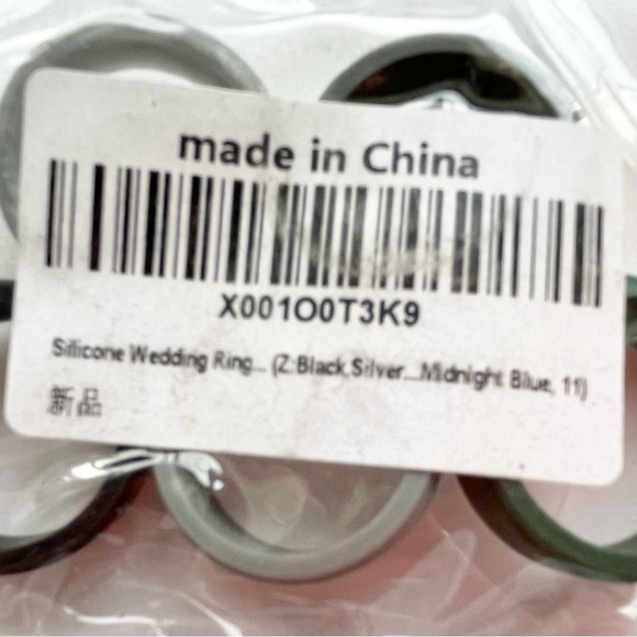 NEW 5 Silicone Rings Bands Size 11 Wedding Sport Gray Silver Black Green - Picture 6 of 8